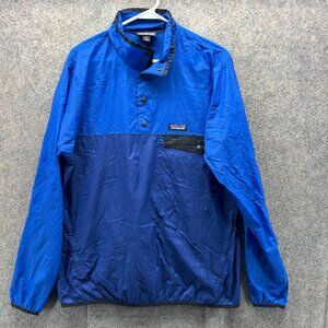 Patagonia Jacket Mens Medium Royal Blue Snap Pullover Windbreaker Houndini
